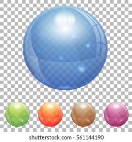3D Glass Marble Ball in Different Colors on transparent background. isolated vector illustration