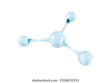 3D glass molecule model isolated on white background. Concept of science, biochemical, pharmaceutical, beauty. Vector 3d illustration