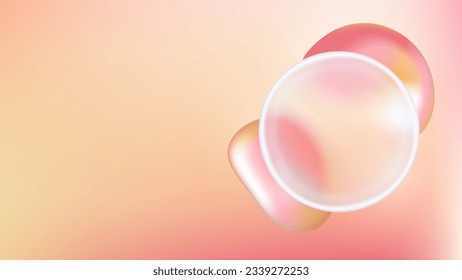 3d glass morphism blob and circle shape futuristic background. Geometric ui frame slide design for creative infographic. Orange and red glossy fluid glassmorphism border for ppt vector wallpaper