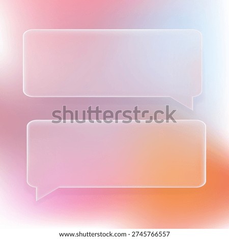 3d glass morphism chat bubbles UI set with transparent liquid effect in pink and orange tones