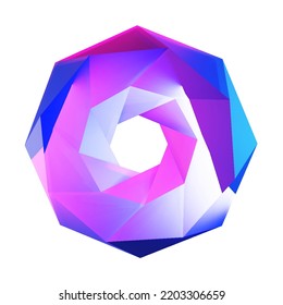 3d glass morphism effect futuristic png element. Pink and purple crystal gradient holographic shape
