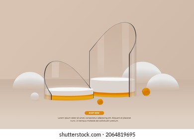 3d Glass Podium With 2 Pieces Display Vector