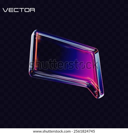 3d glass speech bubble. Transparent primutive shape. 3d vector illustration