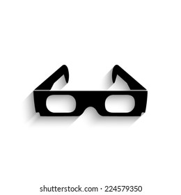 3d glasses - black vector icon with shadow