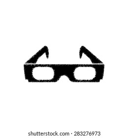  3d glasses  - black vector icon