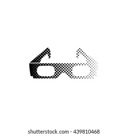 3d glasses - black vector icon ; halftone illustration