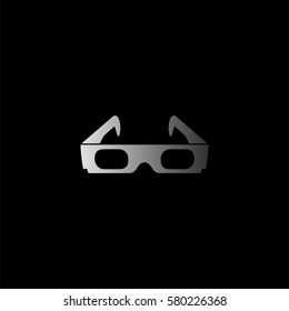3d glasses -  black vector icon