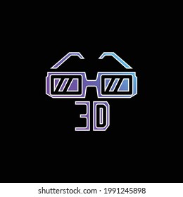 3d Glasses blue gradient vector icon