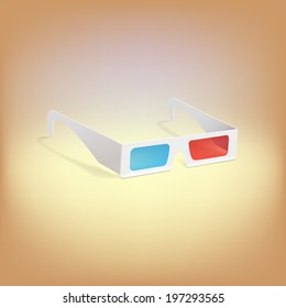 3d glasses. Cardboard glasses with colored glass to view stereofilms