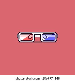 3-D glasses cartoon style icon illustration. Cinema glasses, cinema concept