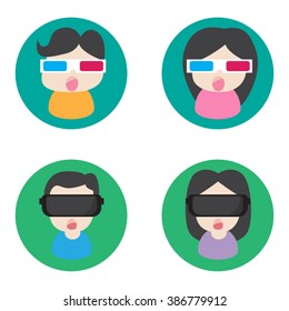 3d Glasses character illustrations