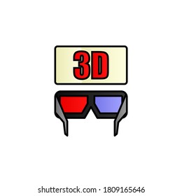 3d glasses, cinema color gradient vector icon
