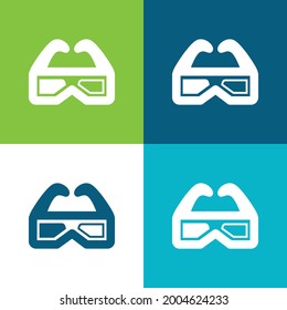 3d Glasses For Cinema Flat four color minimal icon set