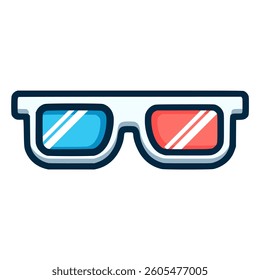 3d glasses cinema movie film watching flat color vector illustration template design