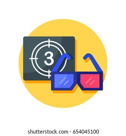 3D glasses, cinema, movie vector icon