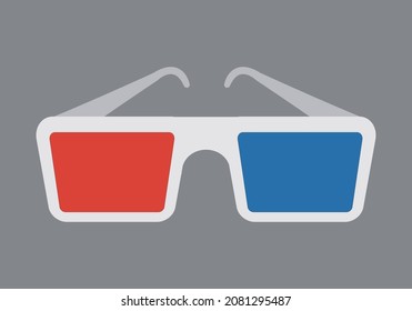 Gafas 3D para el cine con fondo gris.