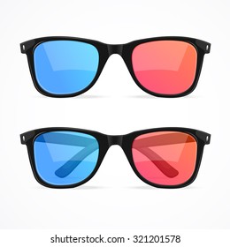 3d Glasses for Cinema Set. Vector illustration