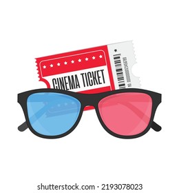 3d glasses and cinema ticket. Vector EPS 10.