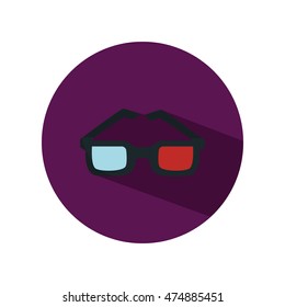 3D glasses color flat icon