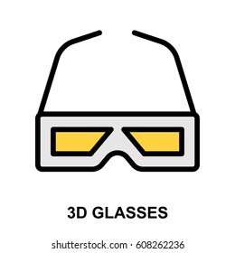 3D Glasses Colour Line Icon