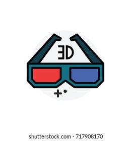 3d glasses concept Isolated Line Vector Illustration editable Icon