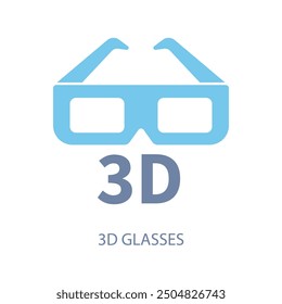 3d glasses concept line icon. Simple element illustration.3d glasses concept outline symbol design.