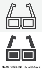 3D-Brille verschiedenen Stil Icon-Set für die Fernsehbetrachtung. Linie, Umriss und durchgezogenes Symbol, Vektorzeichen und Symbol. Bearbeitbares Strich-Vektorsymbol für 3D-TV-Erlebnis.