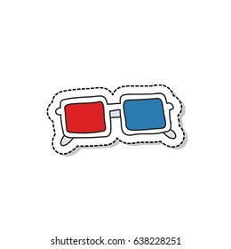 3D glasses doodle icon