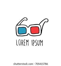 3d glasses doodle icon