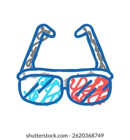 3d glasses doodle icon sketch vector. 3d glasses sign. isolated symbol illustration