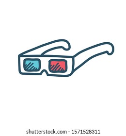 3D glasses doodle icon, vector illustration