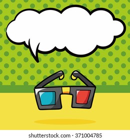 3D glasses doodle, speech bubble