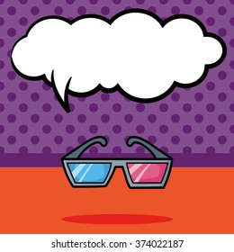 3D glasses doodle, speech bubble