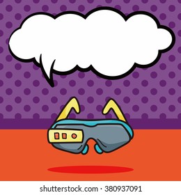 3D glasses doodle, speech bubble