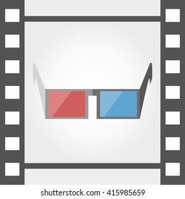 3d glasses in film tape