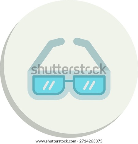 3d Glasses Flat Circle Style Icon