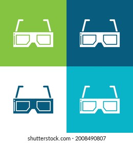 3d Glasses Flat four color minimal icon set