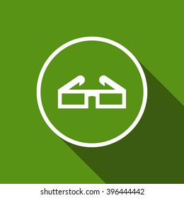3D glasses flat icon with long shadow. material design vector illustration