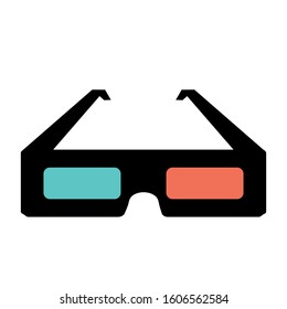 3D glasses flat line colored icon. Glasses for watching movies in the movie theater in 3D