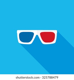 3D Glasses Flat Long Shadow Icon