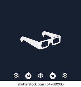 3d glasses flat vector icon.