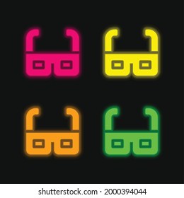 3D-Brille, vierfarbiges Neonvektorsymbol