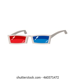 3D glasses icon in cartoon style isolated on white background. Effect symbol