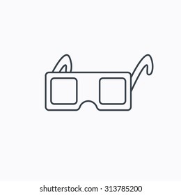 3D glasses icon. Cinema technology sign. Vision effect symbol. Linear outline icon on white background. Vector