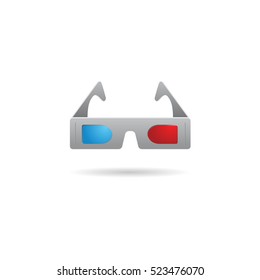 3D glasses icon in color. Object entertainment three dimensional