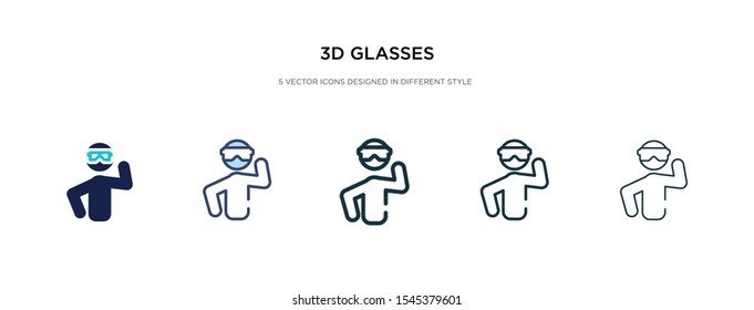 3d glasses icon in different style vector illustration. two colored and black 3d glasses vector icons designed in filled, outline, line and stroke style can be used for web, mobile, ui