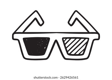 3d glasses icon doodle hand drawn. Outline line drawing clipart symbol. Vector illustration