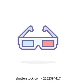 3D glasses icon in filled outline style. For your design, logo. Vector illustration.