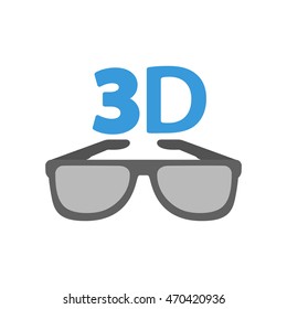 3d glasses icon. flat design