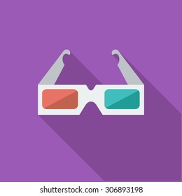 3D glasses icon. Flat vector related icon with long shadow for web and mobile applications. It can be used as - logo, pictogram, icon, infographic element. Vector Illustration.